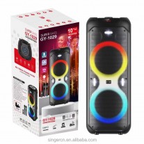 10" Woofer X2 Amplifier Karaoke Voice Speaker Rechargeable 2 Microphones GY-1029