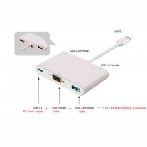 Type C USB 3.1 to VGA/USB 2.0/3.0 Charger & Hub 5in1 Converter